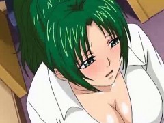 Green haired hentai girl gets ass slapped